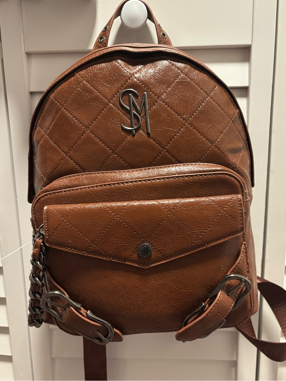Steve Madden Brown Leather Backpack